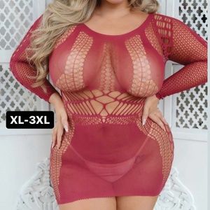 women's sexy plus size lingerie/dress/ bodystocking NWT Burgundy red